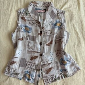 Vintage Jamaica Bay Tropical Print Vest 🌴🦋